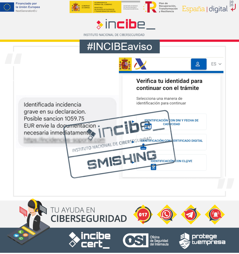 osiseguridad's tweet photo. ⚠️ #INCIBEaviso | Presta atención a los mensajes de texto procedentes de la #AgenciaTributaria, se ha detectado un intento de fraude #smishing a través de SMS. #AvisosDeSeguridad #NextGenerationEU

https://t.co/49VibsWbTN https://t.co/ISV6iSOVue