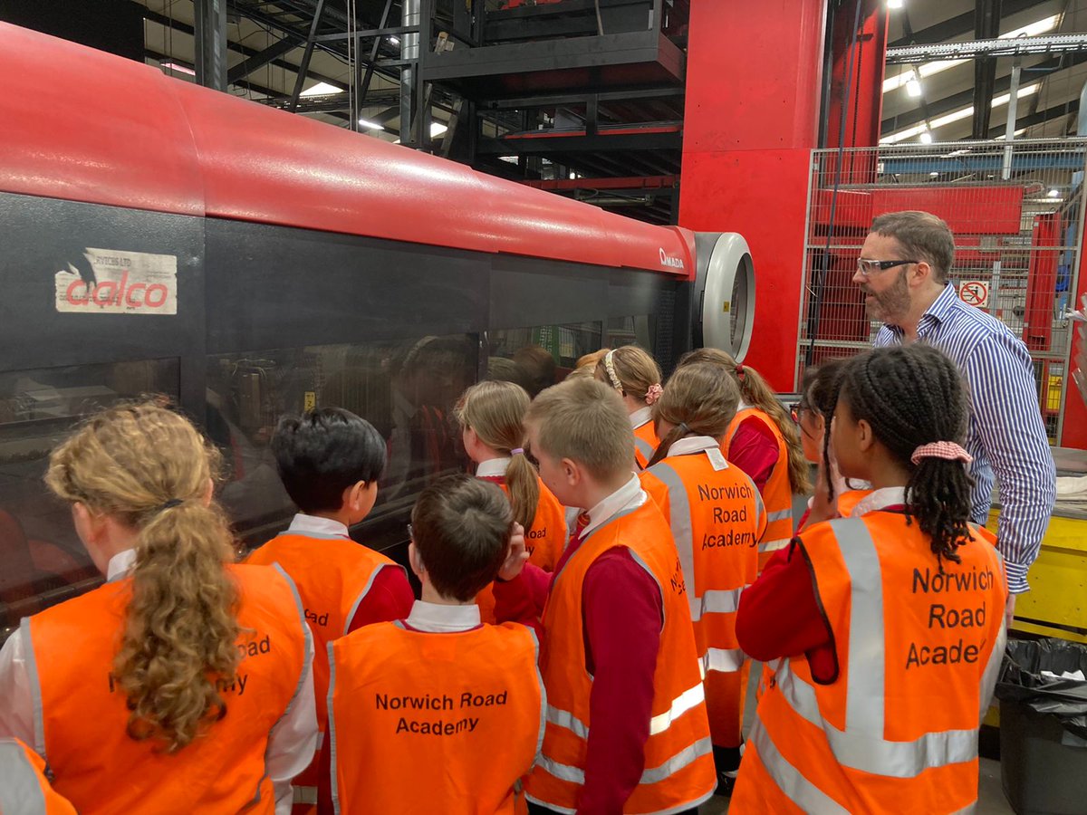 Norwich Road Academy are touring @WarrenServices and being shown the amazing things that manufacturers provide #makeitinthetford #NMD2023
