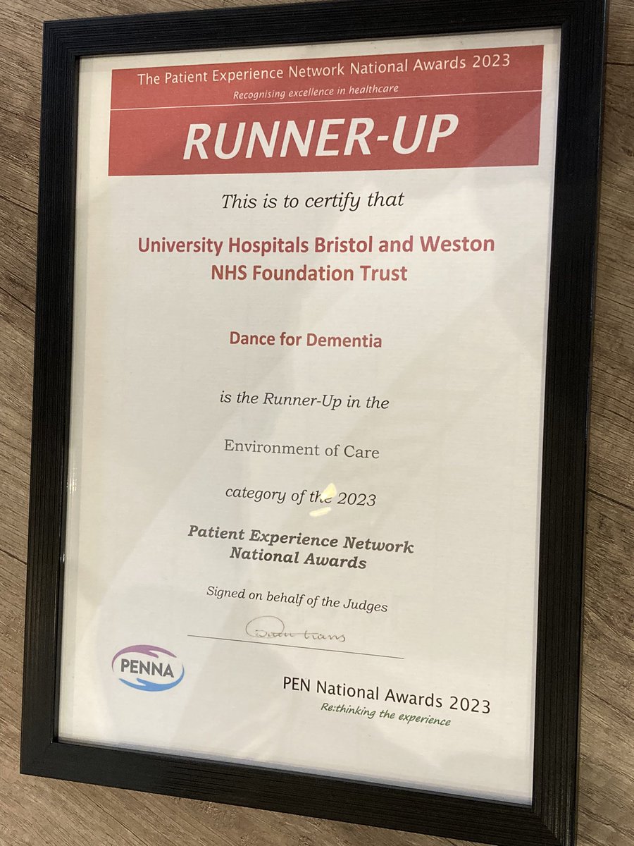 Super excited to pick up a #PENNA23 runner up award for Dance for Dementia which is delivered by @SpinningClowns for us here @NorthBristolNHS and we rolled out to @ArtsUHBW last year. We are award winning!!