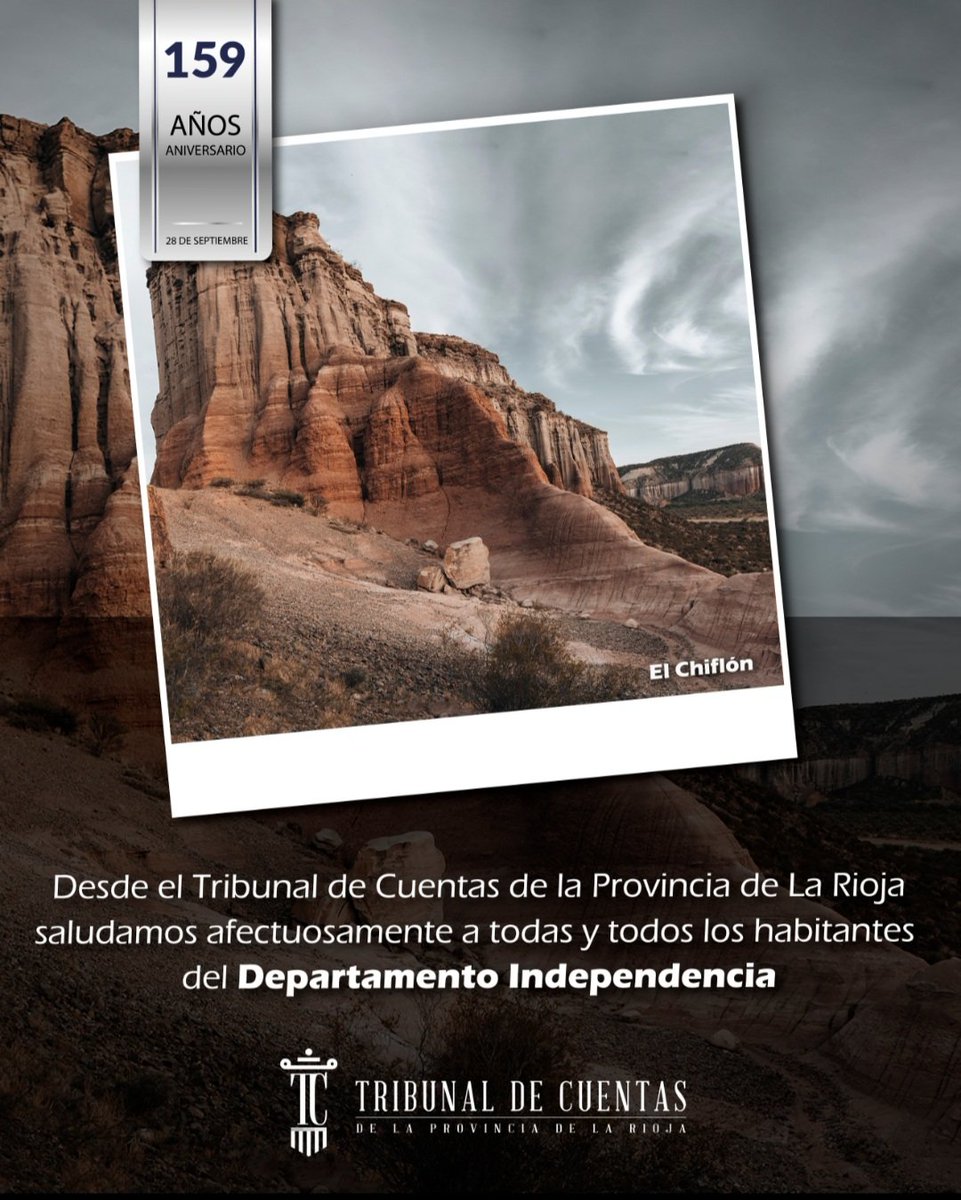 El TC saluda a todas y todos los habitantes y autoridades del Departamento #Independencia, en virtud de conmemorarse su 159° #Aniversario 🎉.

#TribunalDeCuentasDeLaProvinciaDeLaRioja