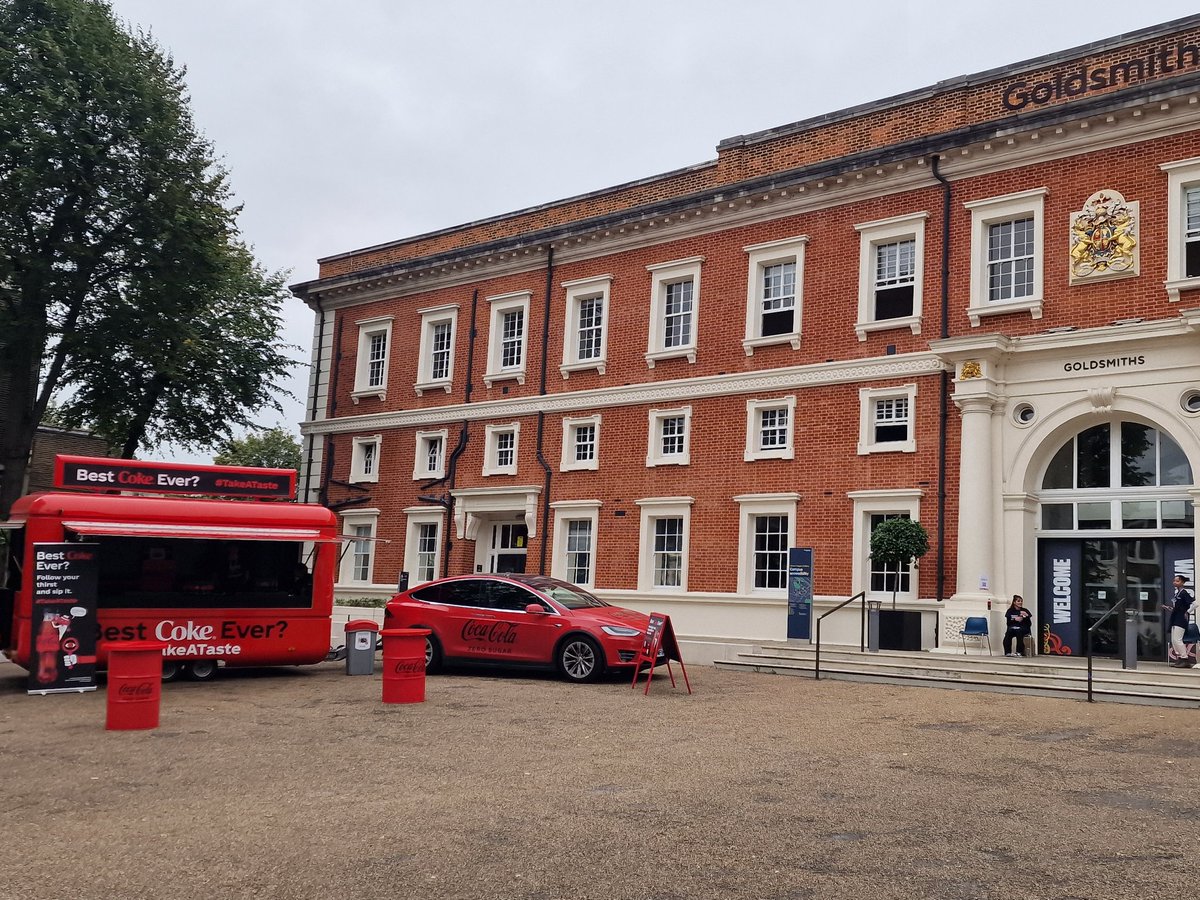 DrMukhers's tweet photo. Why did @GoldsmithsUoL give @CocaCola_GB, with its bloody history (and present) involving water theft and (probable) collaboration with Colombian death squads, prime spot to promote itself during welcome week at this "radical ", "ethical" university? https://t.co/wAXgoJy6MQ