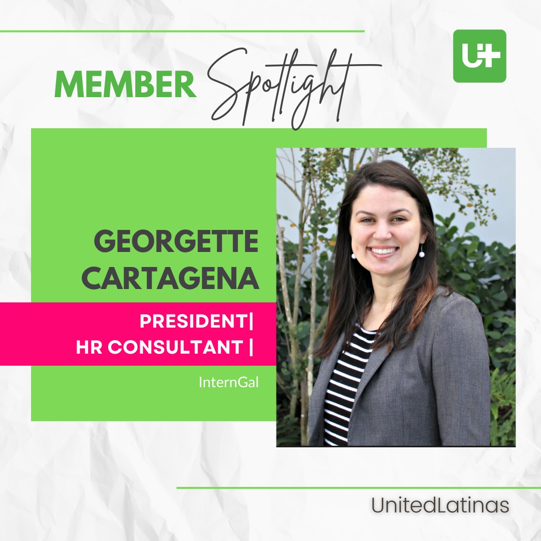 Meet Georgette Cartagena. She is a certified Professional in Human Resources, entrepreneur, and mother. She started her own talent development firm called InternGal. 

Become a member today: unitedlatinas.com