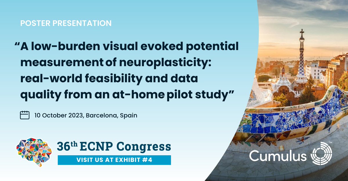 Announcing acceptance of our poster “A low-burden visual evoked potential measurement of neuroplasticity: real-world feasibility and data quality from an at-home pilot study”. Excited to share data at #ECNP2023 Oct 10! #CNS tinyurl.com/4ws8cve8