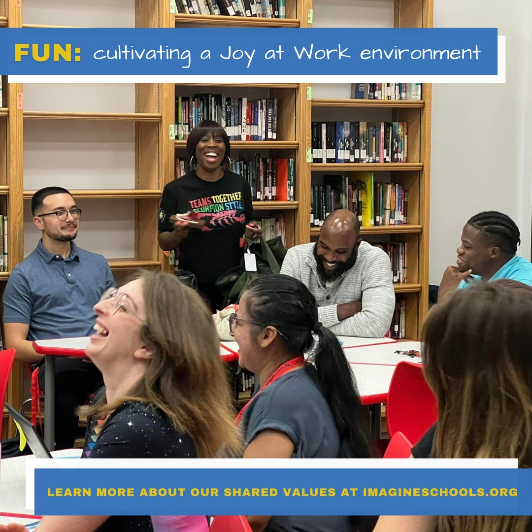 When it comes to FUN, we believe in cultivating a Joy at Work environment on every Imagine Schools campus. 🎉

Learn more about what it means to be part of the Imagine Schools team by sending us a message!🌟

#WeAreImagine #ImagineSchools #charterschools #charterswork