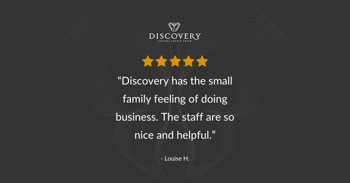 We take pride in creating a banking experience that feels like family. From friendly smiles to expert guidance, your satisfaction is our motivation.

Experience the difference for yourself: discoveryfcu.org/connect/member…

#CustomerExperience #FederalCreditUnion