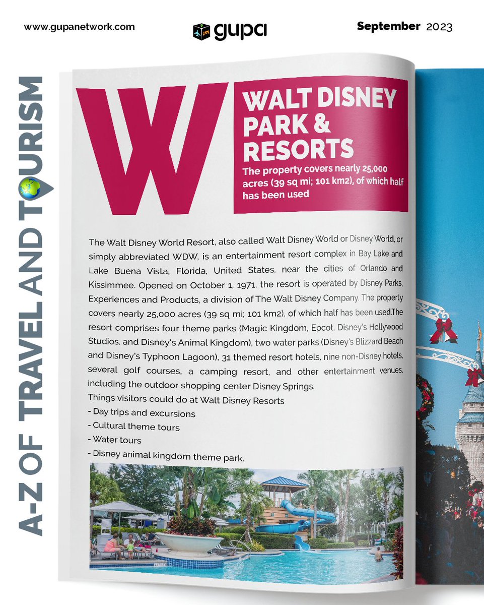 gupanetwork's tweet photo. Introducing #GupaAZ of Travel &amp; Tourism⁣

W - Walt Disney Park &amp; Resorts

#Gupa
#GuestsPassengers
#Nigeria #Africa #Global
#StayLocalGoGlobal
#AnywhereEverywhere
#TravelIsOurBusinessCultureAndLanguage https://t.co/eNlDw65kRi