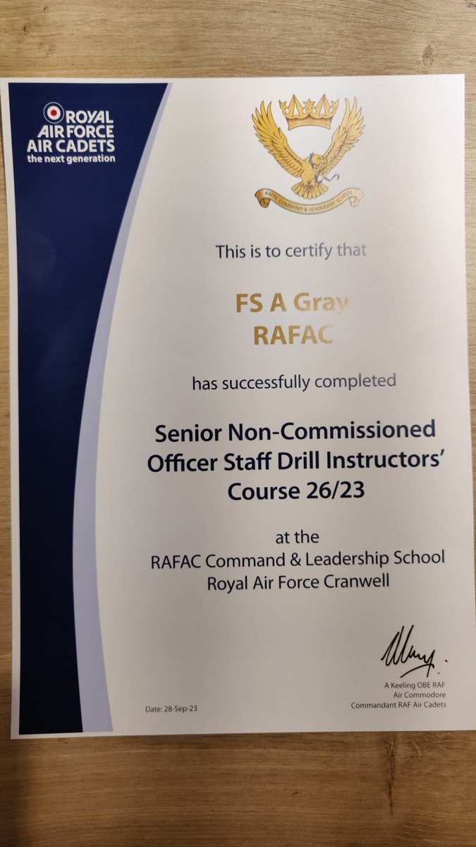 Congratulations to FS Gray from #457Sqn for passing his Drill Instructors course! <a href="/ComdtAC/">Commandant RAF Air Cadets</a> <a href="/aircadets/">RAF Air Cadets</a> <a href="/OCHIOWATC/">Mark Trevena</a>