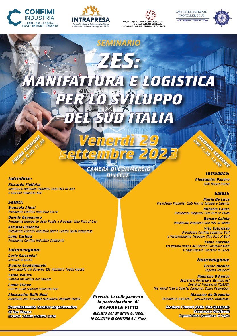 Domani ore 9.30 a #Lecce nella #CameraDiCommercio con <a href="/ConfimIndustria/">Confimi Industria</a> per parlare di #ZES. Vi aspettiamo! 

#ZESAdriatica #Confimi #CameraDiCommercioLecce