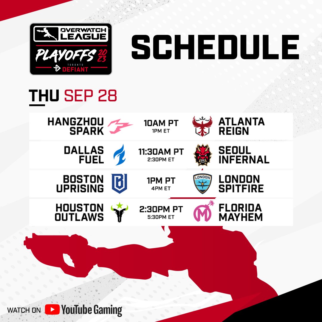 #OWLGrandFinals PLAYOFFS ARE FINALLY HERE  🙌

We're kicking the day off with WatchPoint at 9:30 AM PT. Which matches are you most excited for!?

📺 YouTube.com/OverwatchLeague