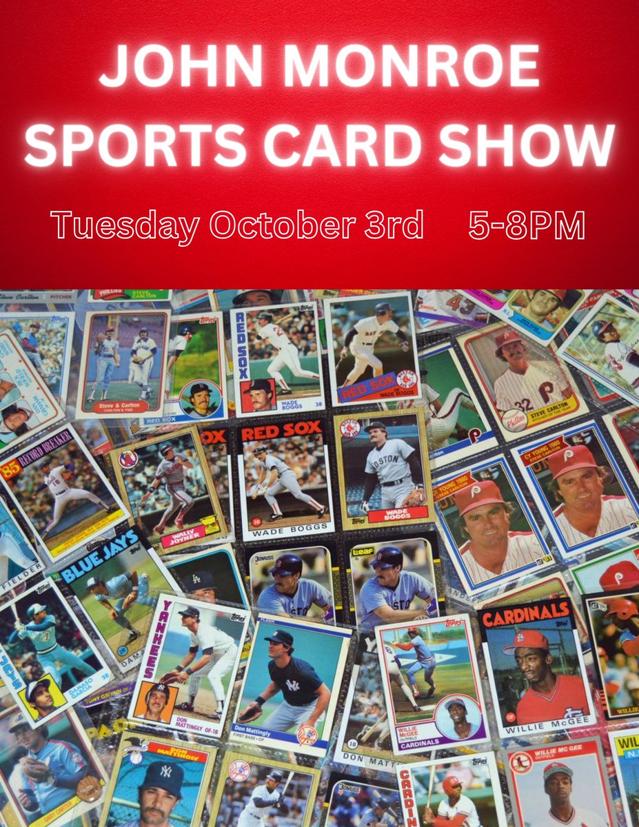 On the same night as the bat demo, a very special guest, John Monroe, will be hosting a sports card show! All you sports lovers come out and see all the cool cards and players he has available for purchase!