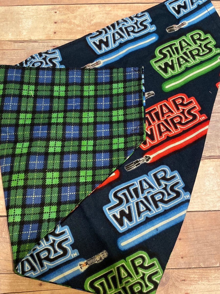 Small Dog Bandana, sci-fi print, plaid print, Over the Collar, Reversible Bandana, Gift ideas, Dog Accessories tuppu.net/c4394f9d #MothersDay #KingdomWorkshop #Etsy #MemorialDay #giftsunder10 #giftideas #PetGift