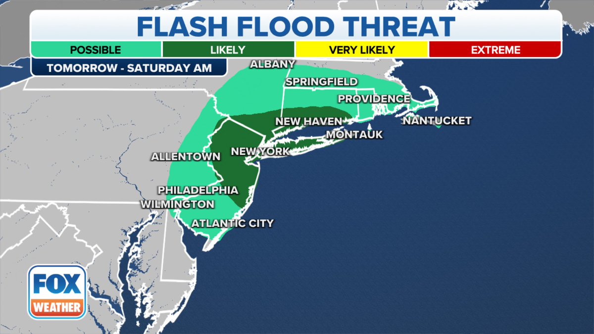 MathieuBlue's tweet photo. We’re growing increasingly concerned about a significant flash flood event that could unfold across the Tri-State Friday, including NYC. Meso models are attempting to handle an inverted through setup, but the overall signal is worrying. We’re covering it now on #WeatherCommand. https://t.co/gWHNeDkM13