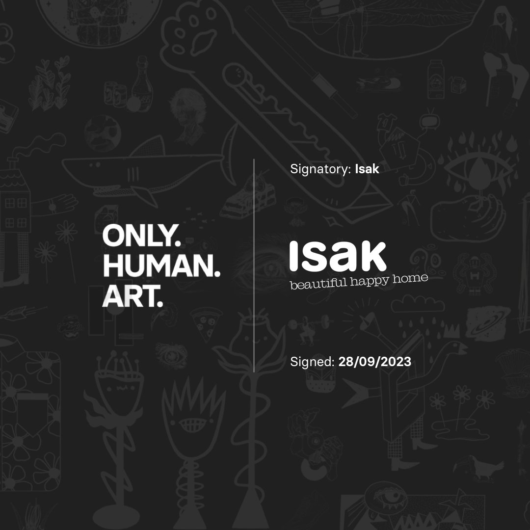Only Human Art (@onlyhumanart) on Twitter photo Great to see home accessories brand <a href="/ISAKdesign/">SandraIsaksson</a> has become the latest signatory of the #OnlyHumanArtDeclaration and committed to commissioning human-made visual art in their creative projects. ✍️ 🥳
Their support will help us grow our influence and protect artists’ careers from Great to see home accessories brand <a href="/ISAKdesign/">SandraIsaksson</a> has become the latest signatory of the #OnlyHumanArtDeclaration and committed to commissioning human-made visual art in their creative projects. ✍️ 🥳
Their support will help us grow our influence and protect artists’ careers from