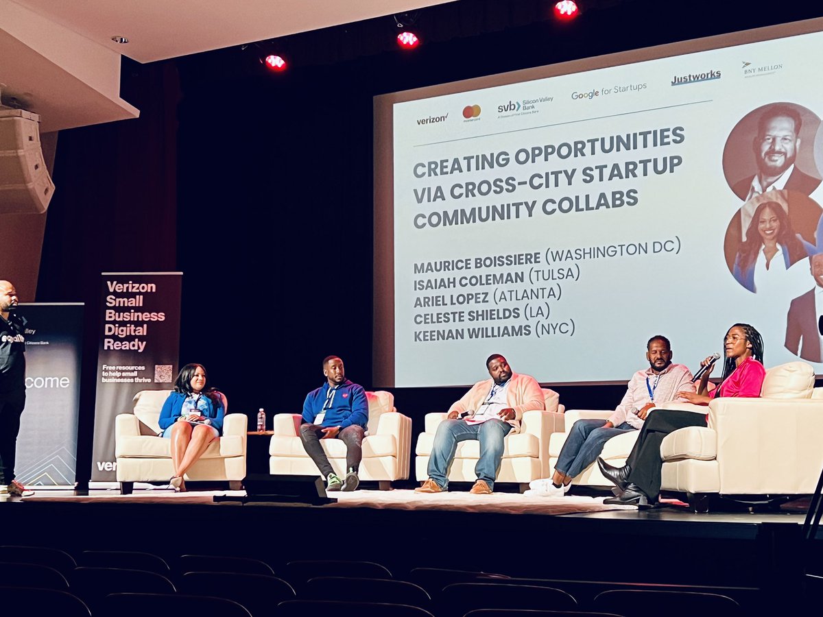 mikster's tweet photo. Celeste Shields representing LA on stage in Atlanta and shouting out @GRID110 @pluginsouthla @AllRaise @BLCKVC #PledgeLA as leading orgs working to close the gaps in startups and venture 🙌🏼🙌🏼 #intentionallygood https://t.co/0XFTUfVTNh