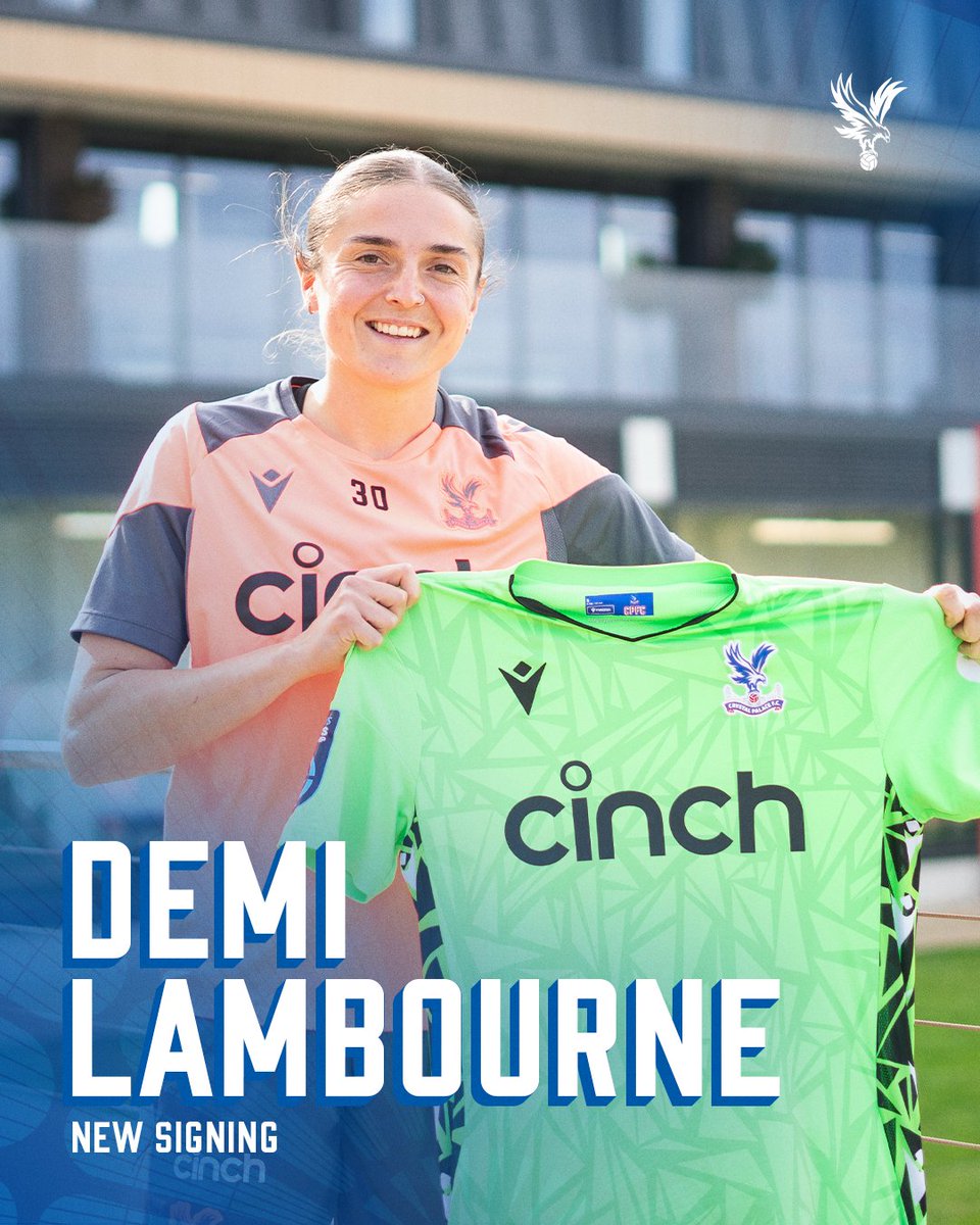 cpfc_w's tweet photo. Welcome to the Palace, Demi! ❤️💙

Experienced goalkeeper @DemiLambourne has joined the club on a season-long loan from Leicester City ✍️

📖 https://t.co/fGkp3qyMIk

#CPFC | @BarclaysWC https://t.co/gs5y5byw3l