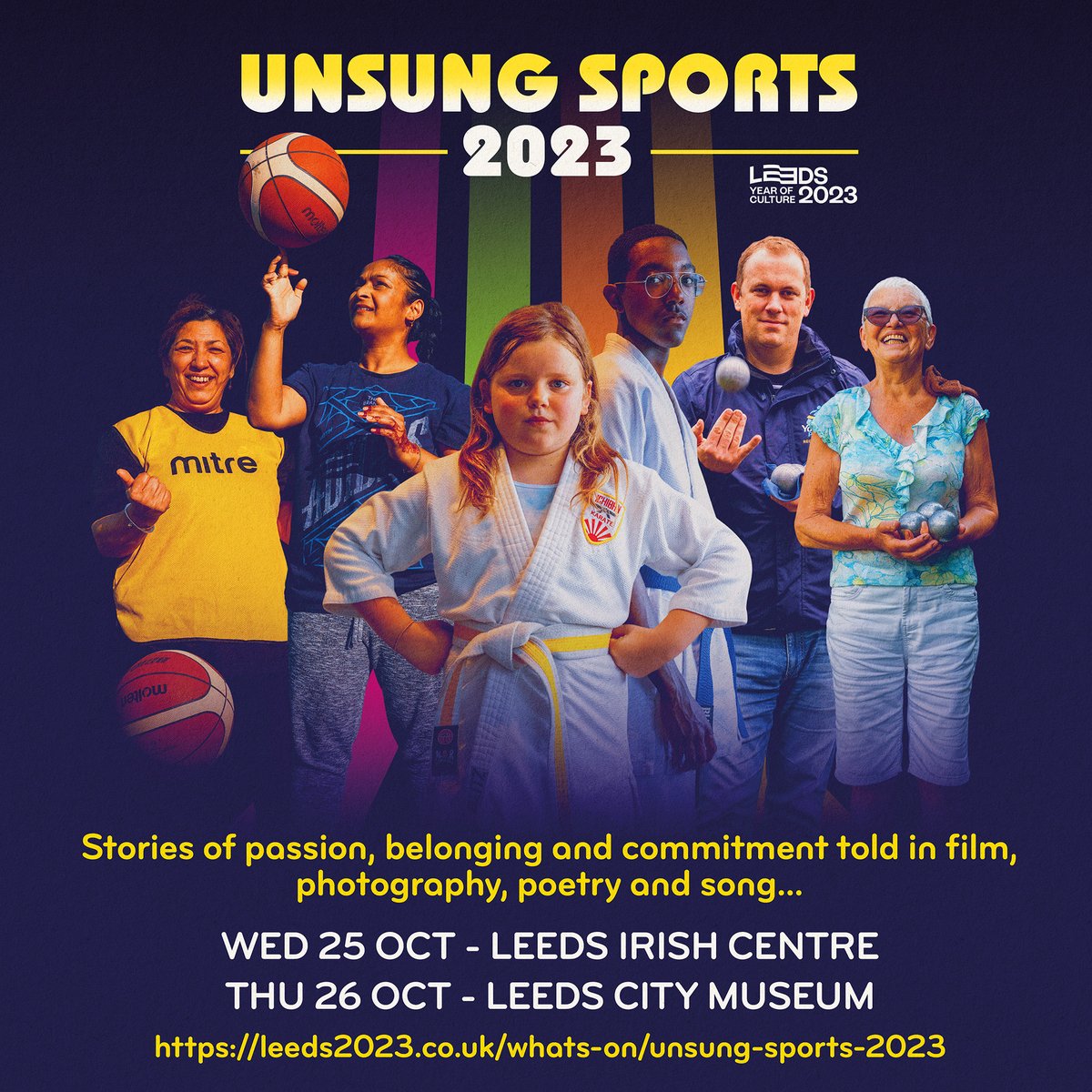 Unsung Sports, booking up quickly...<a href="/LetsdomoreLDM/">Let's Do More</a> <a href="/ActiveLeeds/">Active Leeds</a> <a href="/LEEDS_2023/">LEEDS 2023</a> <a href="/TomCurteis/">Tom Curteis</a> <a href="/IMcMillan/">Ian McMillan</a> <a href="/ChapelFM/">ChapelFM Arts Centre</a> <a href="/LeedsAikido/">Leeds Central Aikido</a> <a href="/ichibanDojo/">Sensei Med</a> <a href="/PetanqueEngland/">Pétanque England</a> <a href="/maggie_deru/">Machteld De Ruyck</a> @BarneyBardsley <a href="/MaryCoops/">Mary Cooper</a> <a href="/LeedsCityMuseum/">Leeds City Museum</a> <a href="/BBCLeeds/">BBC Leeds</a> <a href="/NickAhad/">Nick Ahad</a> <a href="/LeedsGirlsCan/">Leeds Girls Can</a> <a href="/Bettylawless/">Lizzie Coombes</a> <a href="/NorthLeedsMusic/">North Leeds Music Centre</a>