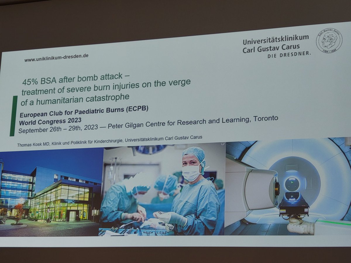 phchang73's tweet photo. .@ECPBurns Dr Kosk (Germany) presenting a patient with "45% BSA after bomb attack-severe burns care on the verge of a humanitarian catastrophe." https://t.co/8oHNUo8NUV