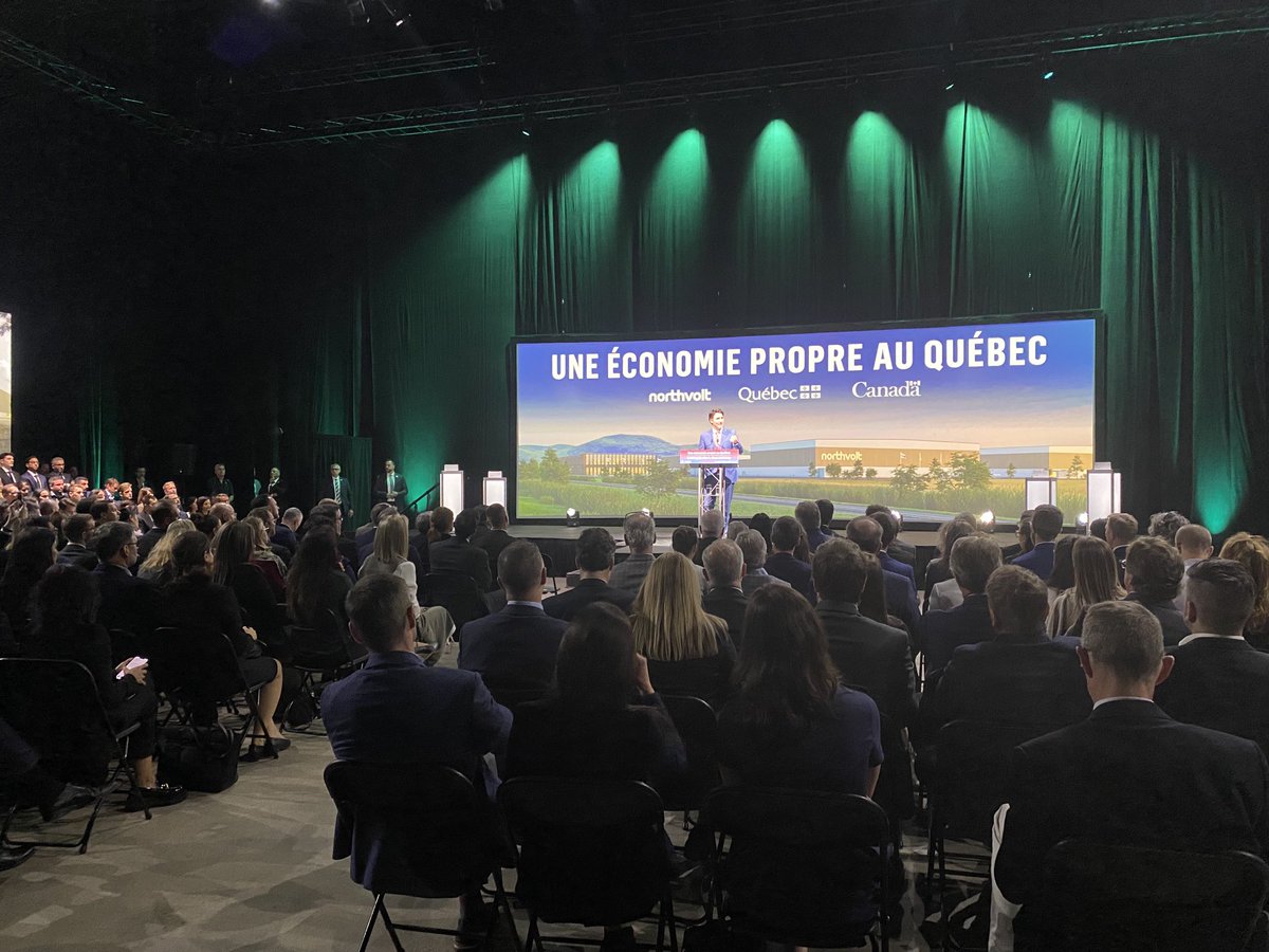 Conférence de presse assez courue pour Northvolt…. Tous les employés de l’Amérique du nord sont à Montréal… 7 milliards pour construire…. Aide gouvernementale qui pourrait atteindre 7 milliards en combinant construction et production de batteries de voitures électriques.