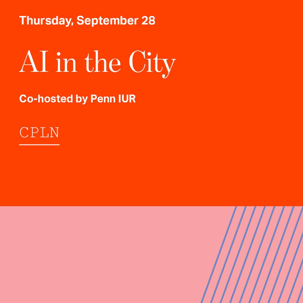 Join me and an all-star cast for what promises to be a fascinating look into #AI in cities, hosted by @Penn. ⏰ Starting in 30 min at 12:00 EDT! bit.ly/465GCY5