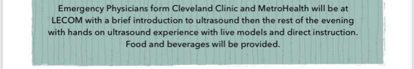 MetroHealth_EM's tweet photo. We are so excited to meet all of the @1LECOM students interested in #EM!    

APD, @JohnRQueenMD, and Asst @CleClinicESI #POCUS Director, @CLE_sonoB will be hosting a night of case-based practice!  

Excited to meet the students!  Spread the word!    

Oct 20, 2023
6p

@LECOM_SGA https://t.co/NkLZEd9kAM