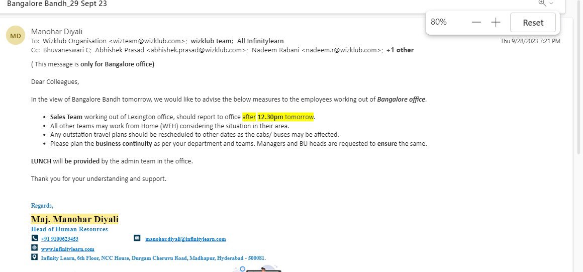 Companies calling their employees on the day of bandh under such severe circumstances . Complete disregard of their employees safety. @InfinityLearn_ @CMofKarnataka @BlrCityPolice please advise 
@PMOIndia