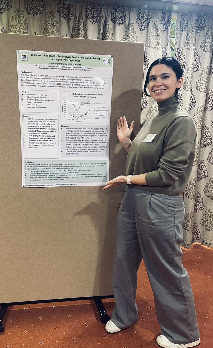 Excited to share the impact of the RIE stroke liaison nurse team on Thrombolysis DTN times! A great day at the SSNF &amp; SSAHP conference 😊 #stroke <a href="/RIEHASU/">RIEHASU</a> <a href="/RIE_Lothian/">Royal Infirmary of Edinburgh</a>