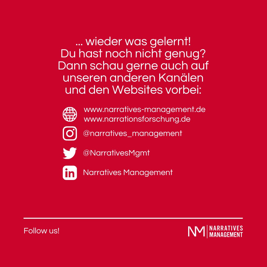 NarrativesMgmt's tweet photo. Narrative Intelligenz ist die Fähigkeit, Geschichten gezielt zu nutzen, um Veränderungen zu gestalten, Visionen zu entwickeln, Wissen zu teilen und eine Organisationskultur zu formen. 🔄 💡 🗨️ 🤝

#narrativeIntelligenz https://t.co/HYNkrjrNc9