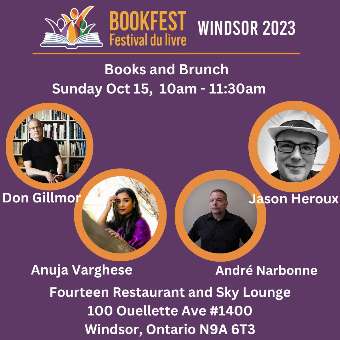 BookFestWindsor's tweet photo. This Year’s Books and Brunch will be an exclusive, private event.  It will be held this year at Downtown Windsor’s lustrous Fourteen Restaurant and Sky Lounge. While you enjoy your meals, you will also be filled with tasteful readings. Get your tickets: https://t.co/luxIxiLxUe https://t.co/JwxiEMYBgA