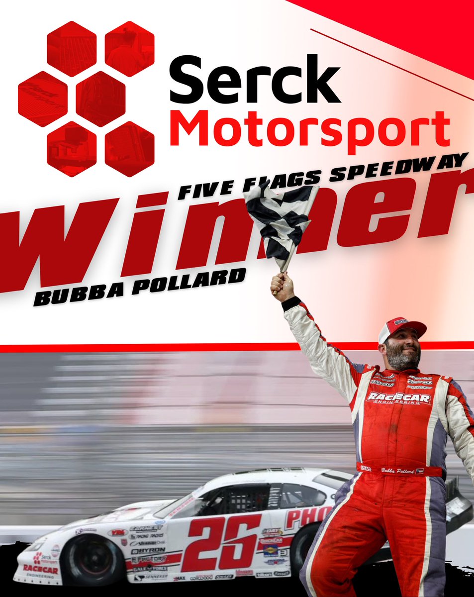 SerckMotorsport's tweet photo. Congratulations to Serck Motorsport customer, @bubbapollard26 on his win at Five Flags Speedway! Bubba’s team utilizes our new Serck radiator package and our cleaning services to help him run #CleanerCoolerQuicker https://t.co/MBi89Hpq6G
