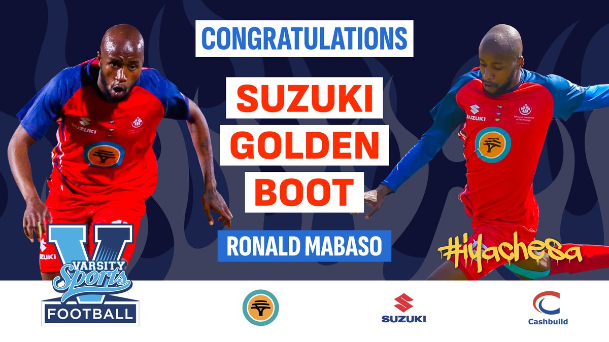 Congratulations to Ronald Mabaso who wins the <a href="/Suzuki_ZA/">Suzuki SA</a> Golden Boot award as the tournament's top scorer with 7 goals for TUT!

The man with the gold touch ⚽🙌🏼! 

#iyachesa