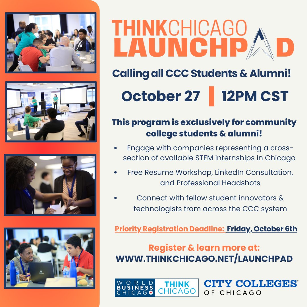 Mark your calendars! 📆 We’re a month away from @WorldBizChicago's annual ThinkChicago Launchpad! Participants will get the opportunity to go #behindthescenes in the #tech & #entrepreneurship landscape in #Chicago on 10/27/23. Learn more & register here: thinkchicago.net/launchpad