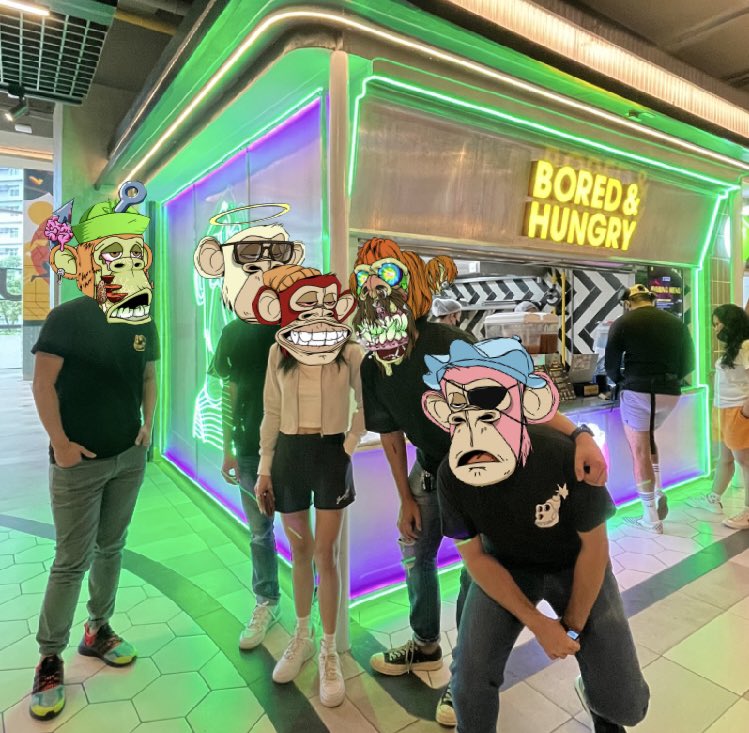 Thanks for solving <a href="/bayckada/">KADA</a>’s boredom &amp; hunger, <a href="/BoredHungryAsia/">Bored & Hungry Asia</a> 🙏🍔

BAYCkada apes went full force to support Bored &amp; Hungry’s 2nd branch in the Philippines

Come visit the new branch in Stall 6, Public Eatery, 4F Robinsons Magnolia, Quezon City, Philippines 🫡🇵🇭