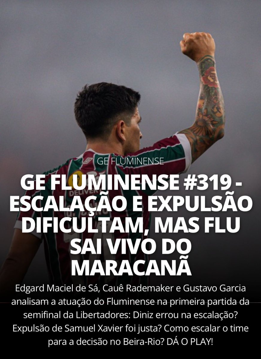 ge_flu's tweet image. GE FLUMINENSE #319 NO AR! 🚨

Escalação ofensiva, expulsão no primeiro tempo, emoção e tudo aberto para o Beira-Rio: @edmacieldesa, @cauerademaker e @garciaggust analisam o empate na semifinal da Libertadores 👇

ÁUDIO ▶️ abre.ai/geflu319
VÍDEO ▶️ abre.ai/livegeflu319