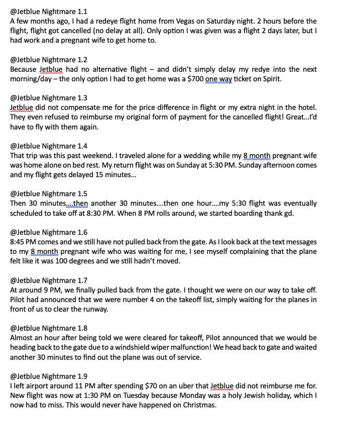 sunandbeer1231's tweet photo. Terrible @JetBlue experience - take a read. https://t.co/nU4BcHiquk