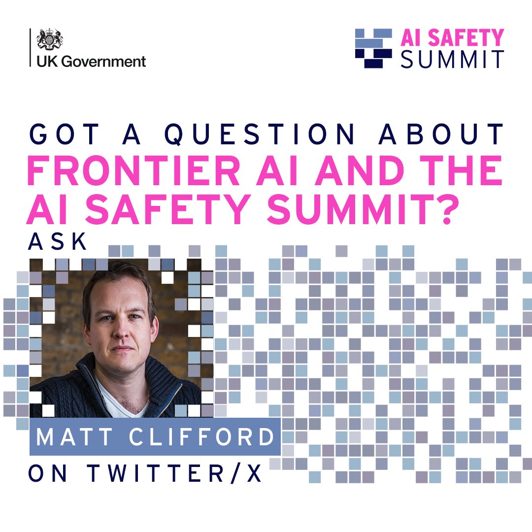 If you want to know more about November’s #AISafetySummit, on Monday (October 2nd) I’ll be doing a Q&amp;A here on the summit and frontier AI safety. Leave your questions as replies below and I’ll try to get to as many as I can on Monday…