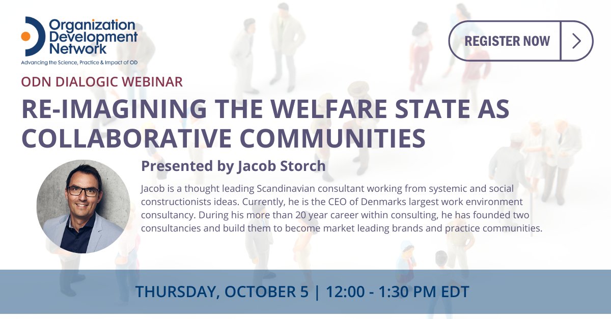 ODNetwork's tweet image. Our next #DialogicOD webinar is coming up this October 5 with Jacob Storch: zurl.co/UtUj 

Jacob is a thought-leading consultant working from systemic and social constructionist ideas - register &amp;amp; join us to hear his insights on working dialogically in organisations.