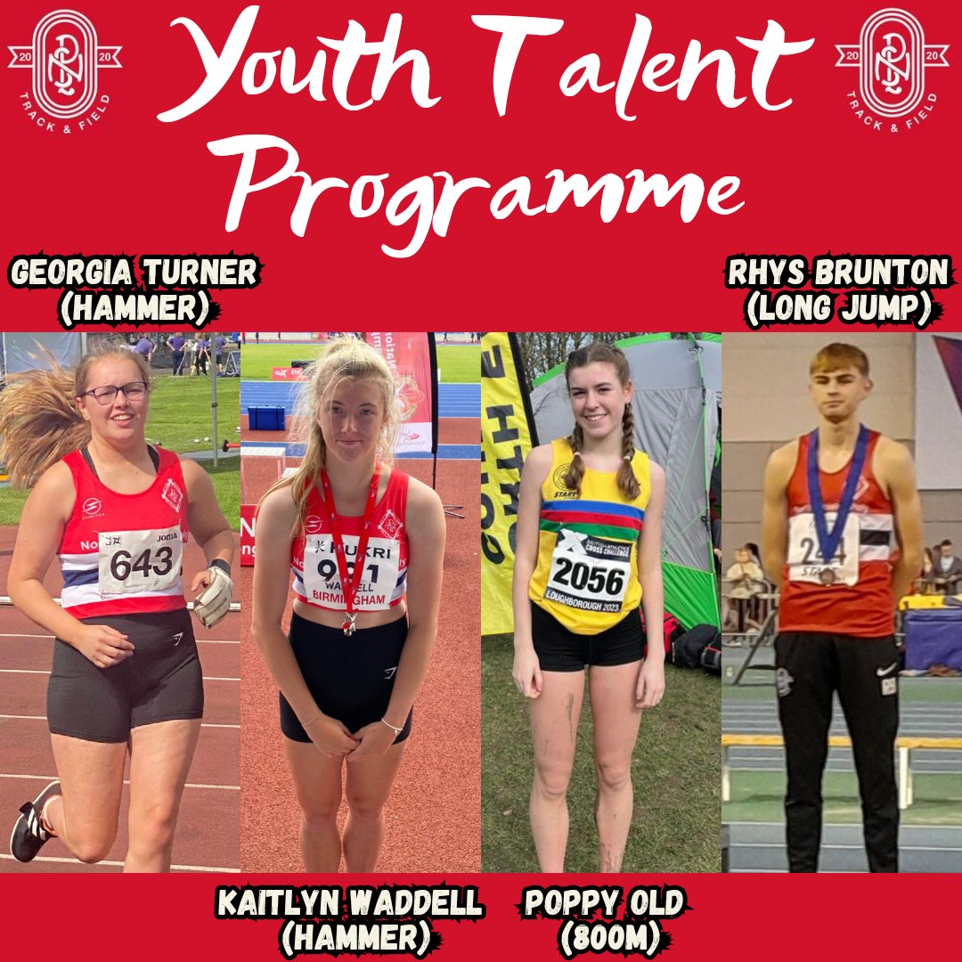 TrackField_NSP's tweet photo. Congratulations to the 4 NSP athletes who have been selected onto the Youth Talent Programme by England Athletics 🏴󠁧󠁢󠁥󠁮󠁧󠁿

● Georgia Turner - Hammer
● Kaitlyn Waddell - Hammer
● Poppy Old - 800m
● Rhys Brunton - Long Jump 

Massive Well Done to the 4 of them!

#NSPonTrack https://t.co/Z8AGoTrnoT