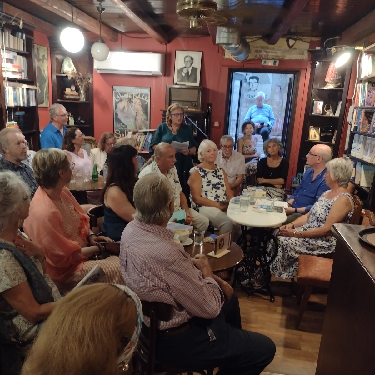 Uniquely charming <a href="/plousbibliocafe/">Πλους Βιβλιοπωλειο Καφε</a> hosted fascinating talk on Faber, T S Eliot, Lawrence Durrell, Serefis &amp; Henry Miller in their beautiful bookshop &amp; reading salon - full to busting and so inspirational.  Efharisto Poli 📚🧡📚💙📚