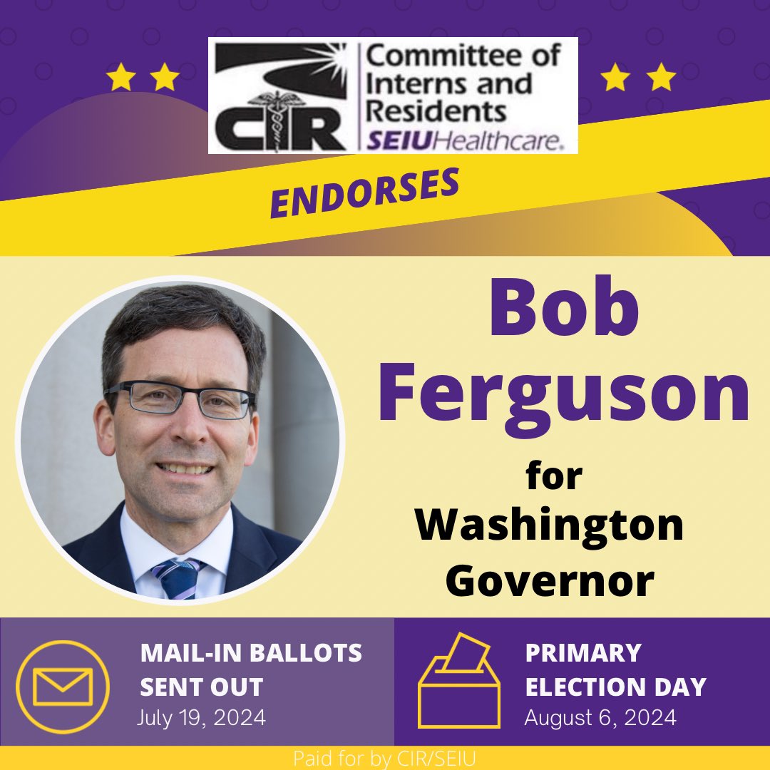 CIR members are excited to endorse @BobFergusonAG for Washington Governor. As a proven champion for working people, we know he’s the person for the job!