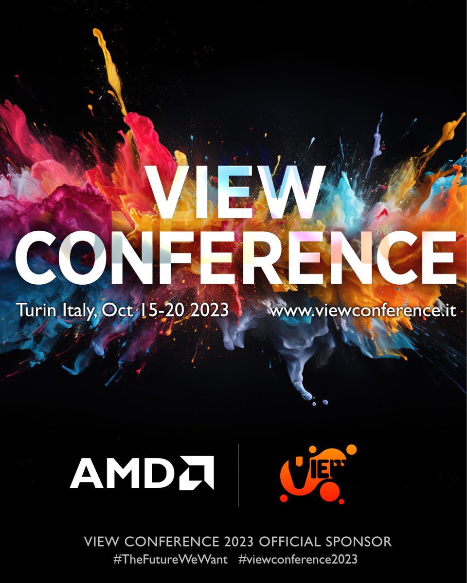 ViewConference's tweet photo. Meet @ViewConference 2023 sponsors! Thanks @AMD for being part of this incredible journey and for your invaluable support!
Looking forward to welcoming to #viewconference soon. 

Signup!
https://t.co/rMW7idchW3

15-20 Oct Turin Italy 

#Jamesknight #animation #vfx #games #ai #ar https://t.co/uAsE7lAfvJ