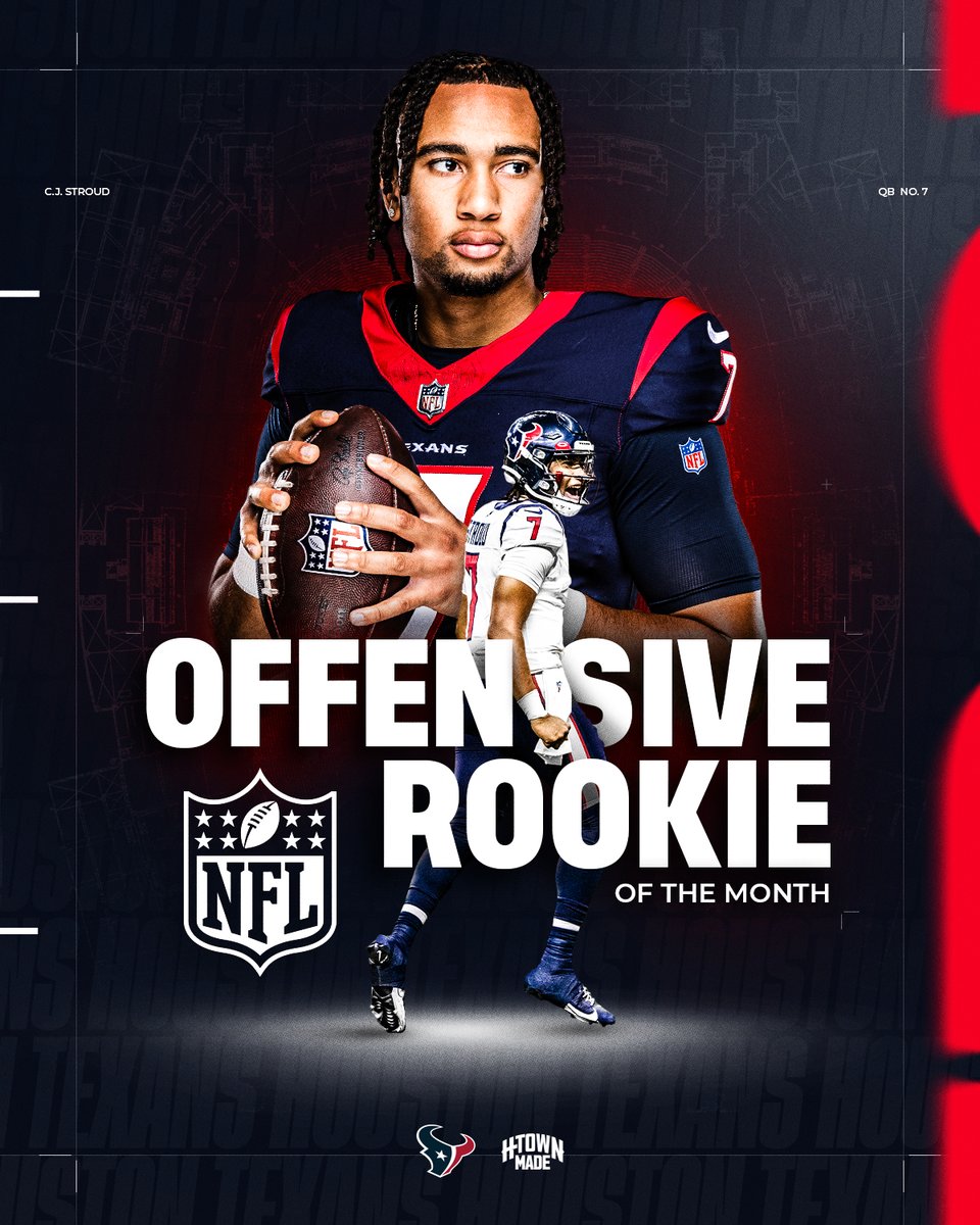 What a start 🚀

Your Offensive Rookie of the Month, <a href="/CJ7STROUD/">CJ Stroud</a> 🫡