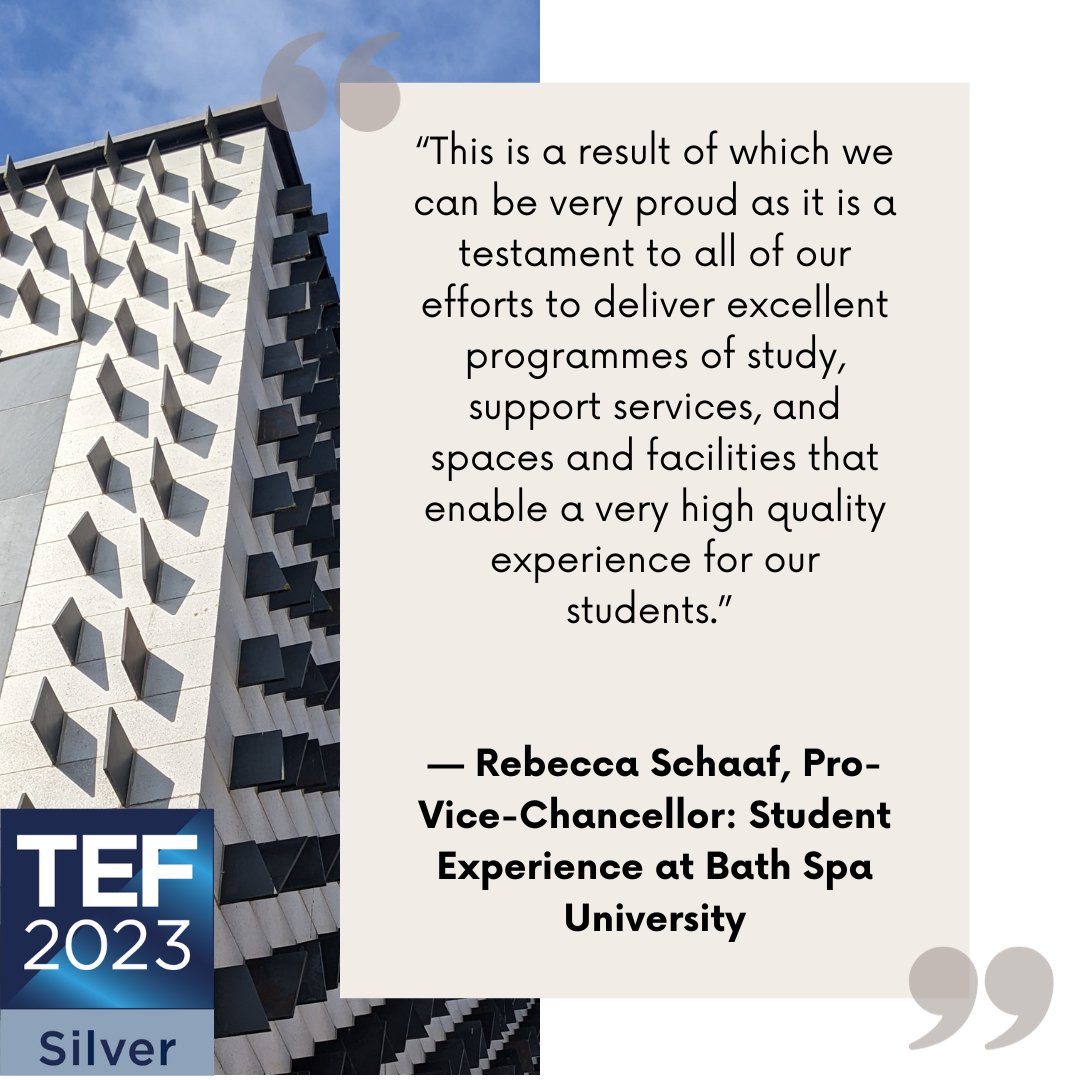 Amazing news 🎉 We're proud to announce that we've achieved the prestigious 'silver' rating in teaching excellence framework! 📖 Read the full story on this achievement here -bit.ly/3LD4SZq #TEF #BathSpaProud