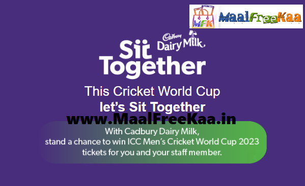 MaalFreeKaa's tweet photo. Cadbury Sit Together Win World Cup 2023 Cricket Tickets
#PlayOnMaalFreeKaa & Win #Free #MaalFreeKaa #Prizes
https://t.co/5VOlZDx2MD
#Cadbury #SitTogether #WorldCup2023 #WC2023 #Cricket #Contest #FreeCricket https://t.co/c68O8A76um