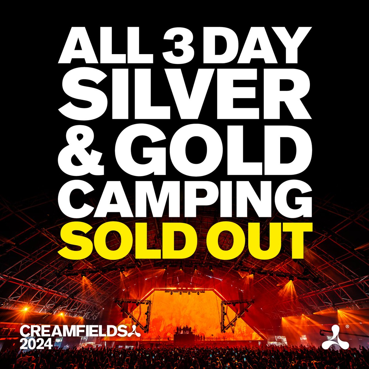 All 2 Day Camping &amp; All 3 Day Silver &amp; Gold Camping tickets SOLD OUT 🔥 All remaining tickets will follow…
Buy tickets now 👉 Creamfields.com/tickets