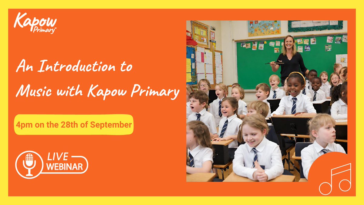 🎶Are you a primary teacher in the Stoke or Telford area? 

🎶Are you ready to transform your #Primarymusic curriculum?

🎶Join @DrLizStafford to find out how Kapow Primary can help you.

🎶Register here:
ow.ly/Fy3050PQiaS

@emsstaffs @tmpartnership @StokeCMS @ShropMusic