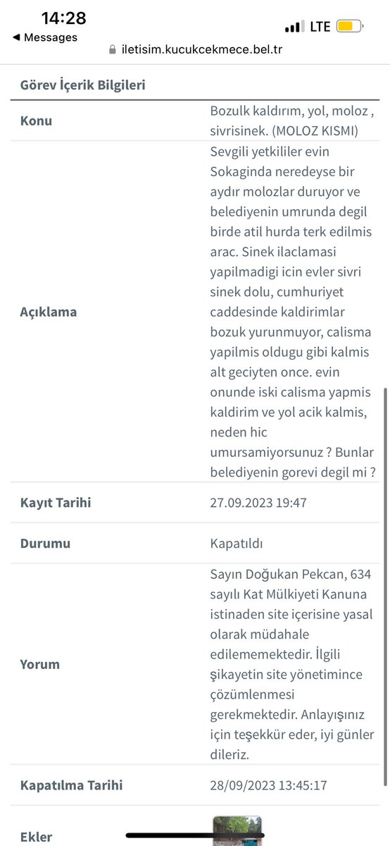 Beldeiyenize yaptığım başvurunun cevabını taktirinize bırakıyorum. <a href="/kemalcebichp/">Kemal Çebi</a> 
Yazmış olduğum 4 farklı talebe hiç bir işlem yapılmadan kapatıldı.
