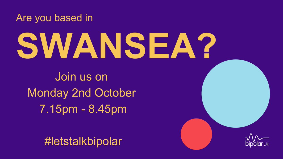 BipolarUK's tweet photo. ๐ข Calling residents of Swansea!
Come along to our support group in Swansea on the 1st Monday of each month, 7.15pm - 8.45pm, to meet other people who understand bipolar.
Find out more >>
https://t.co/dJqlFYSQft
#bipolar #swansea #bipolarsupport #bipolarsupportgroup https://t.co/efGGeHXK2Z