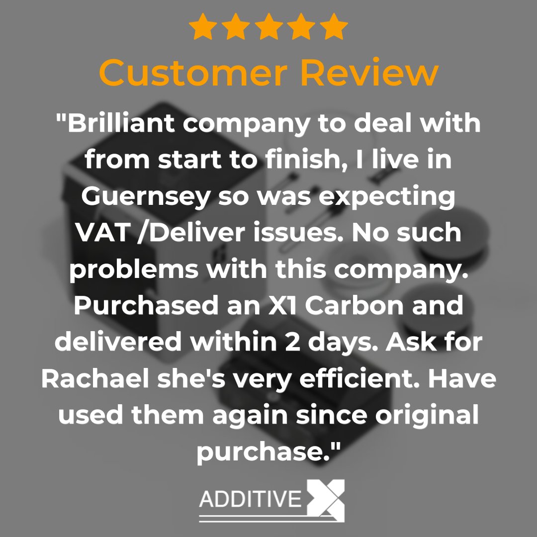 Additive-X (@additive_xltd) on Twitter photo ⭐Check out this lovely 5-star review!
We love hearing that our customers are happy with our service. Thank you to all our customers who take the time to leave us reviews.
Get in touch to find out how we can help you:
📞Call us on 01765 694007
📧Email team@additive-x.com ⭐Check out this lovely 5-star review!
We love hearing that our customers are happy with our service. Thank you to all our customers who take the time to leave us reviews.
Get in touch to find out how we can help you:
📞Call us on 01765 694007
📧Email team@additive-x.com