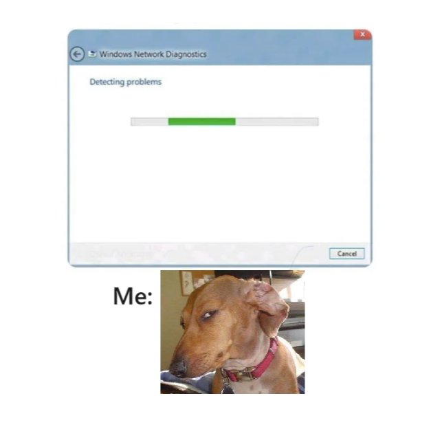 coachneok's tweet photo. No you're not. You are effin not. lol Although whenever I get this loading screen, I always wait to see if this is the first time it will actually help. It never is

#windows #memes https://t.co/i3P75bo3qh
