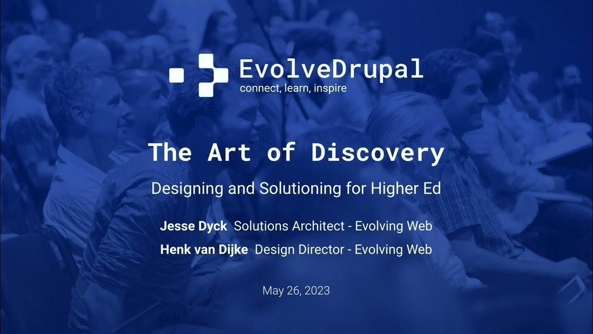 reisquarteu's tweet image. #EvolveDrupal #Montreal - The Art of Discovery: Design and Solutioning for Higher Education. youtu.be/drIxGnOst6Q #Drupal